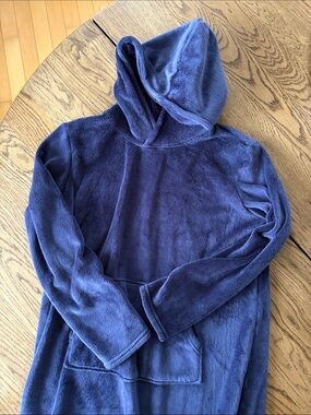 Navy Blue Plush Hooded Sweater